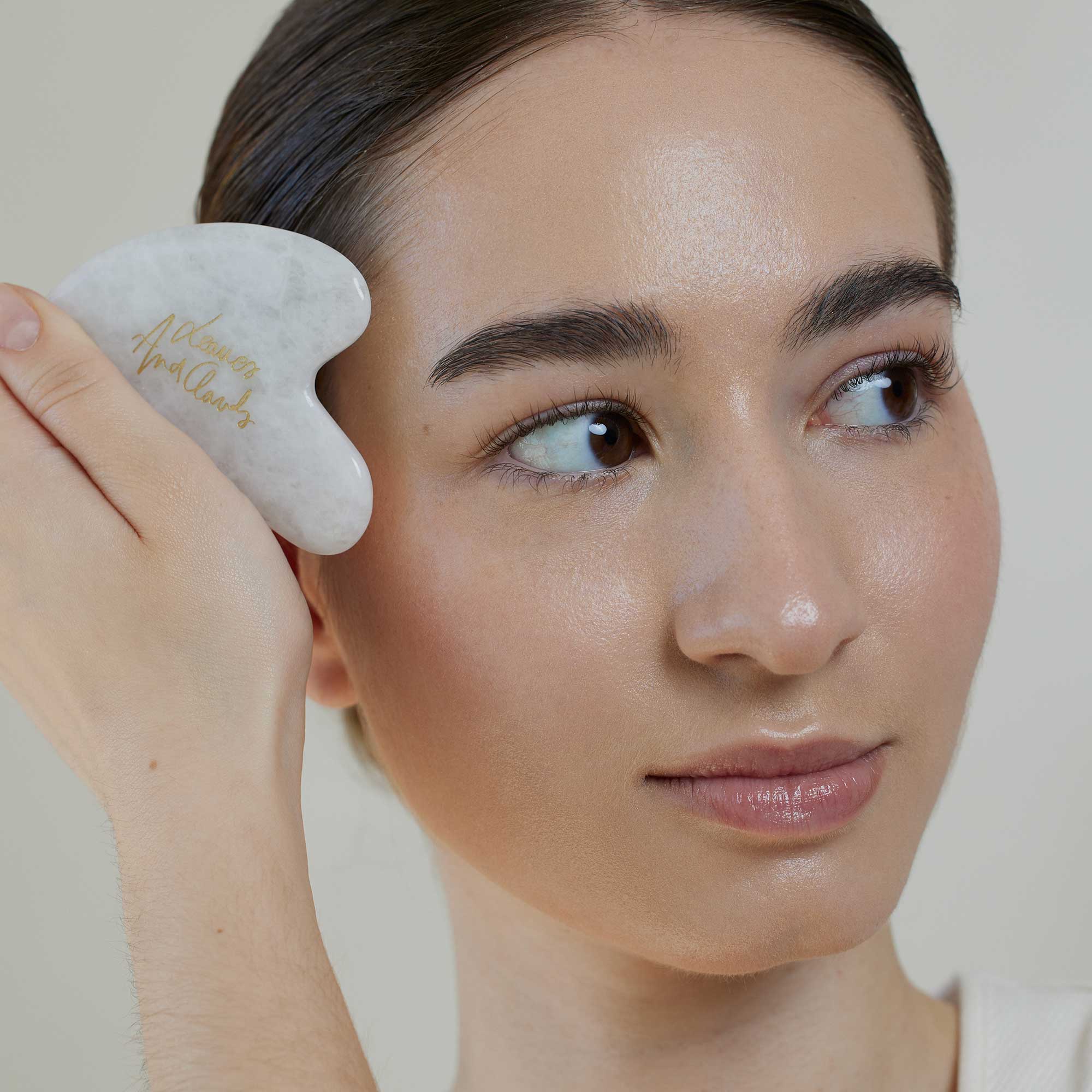 Gua sha de quartz blanc